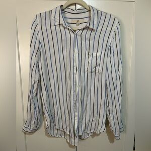 Thread & Supply Blue White Striped Button Down Shirt Top